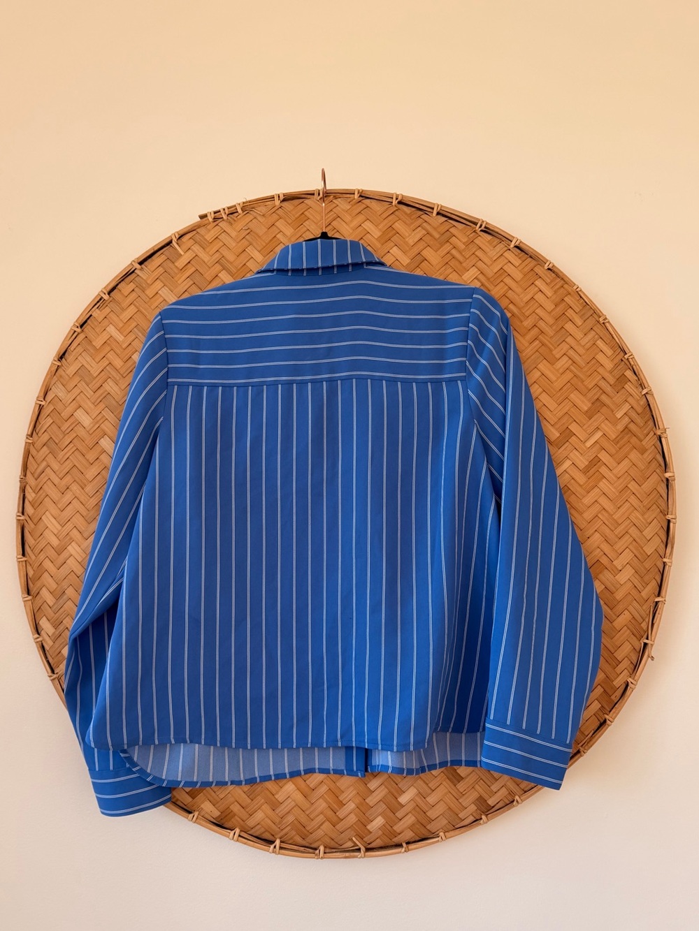 J. JILL BLUE OPAL DUAL PIN STRIPE WEAREVER EASY-CARE SATIN BUTTON FRONT SHIRT - Picture 8 of 11